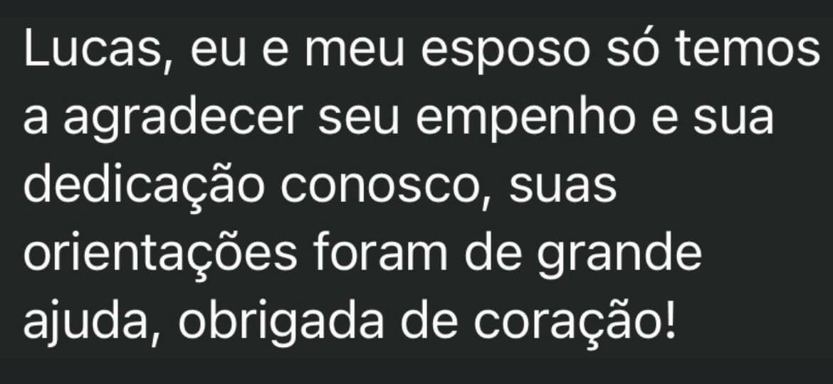 Depoimento de aluna e esposo agradecendo orientações